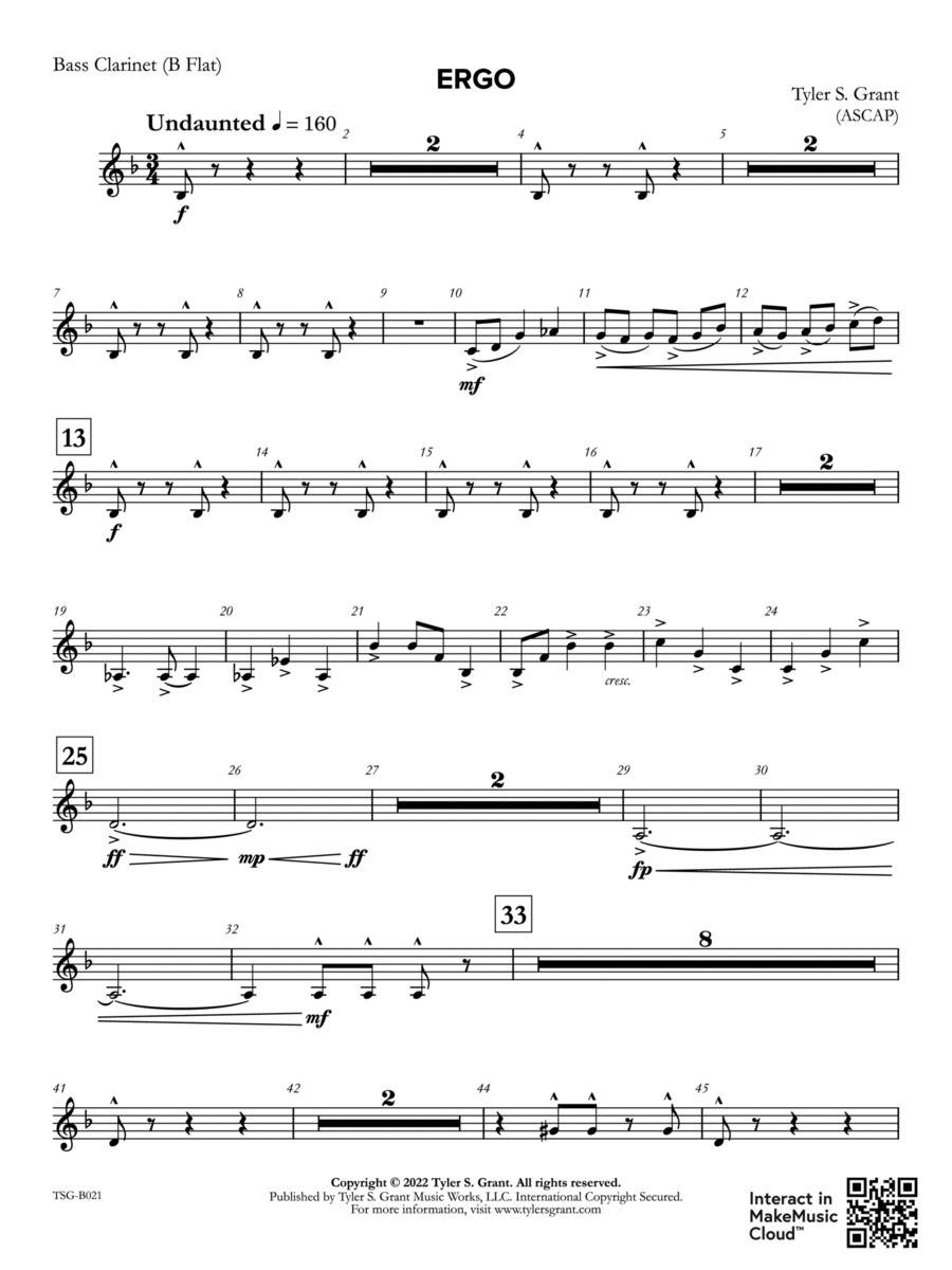Ergo: Bass Clarinet Concert Band scores gallery preview page 1
