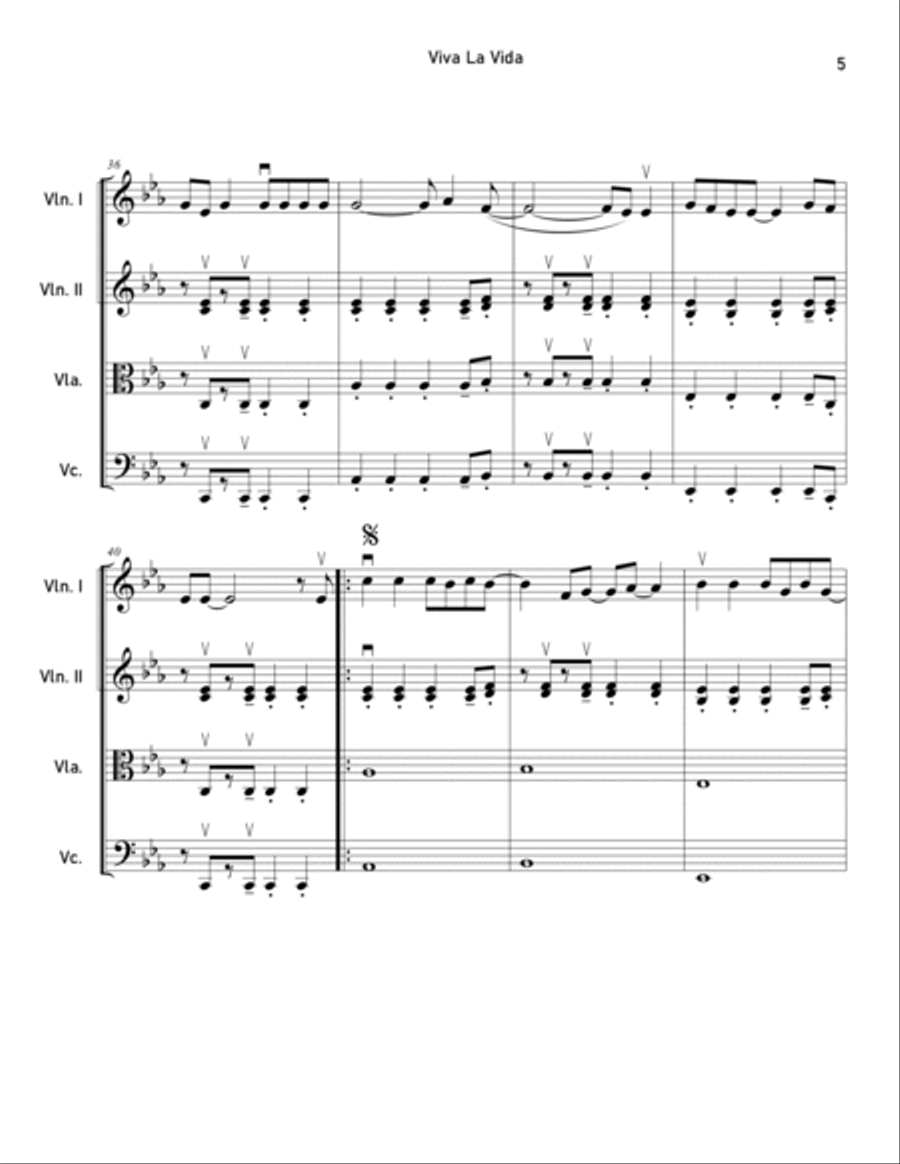 Viva La Vida Viva La Vida String Orchestra scores gallery preview page 5