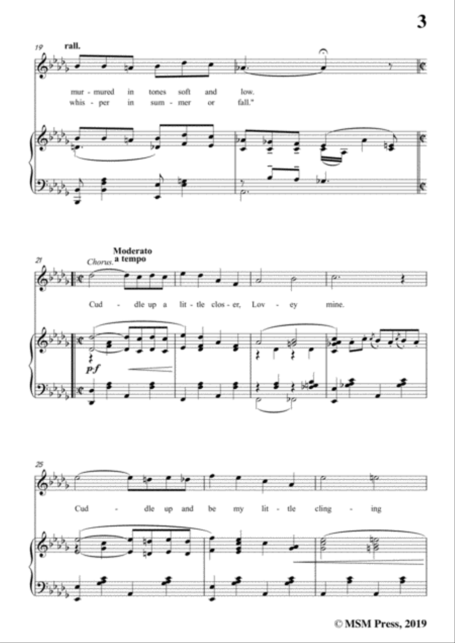 Karl Hoschna-Cuddle Up A Little Closer,Lovey Mine,in D flat Major,for Voice&Pno Voice scores gallery preview page 5
