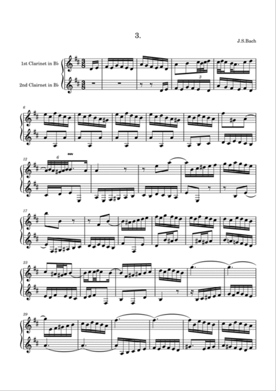 Bach: 15 Inventions for two clarinets Clarinet Duet scores gallery preview page 5