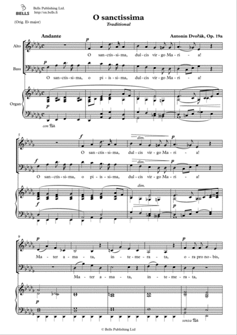 O sanctissima, Op. 19a (D-flat Major) Piano Accompaniment scores gallery preview page 1