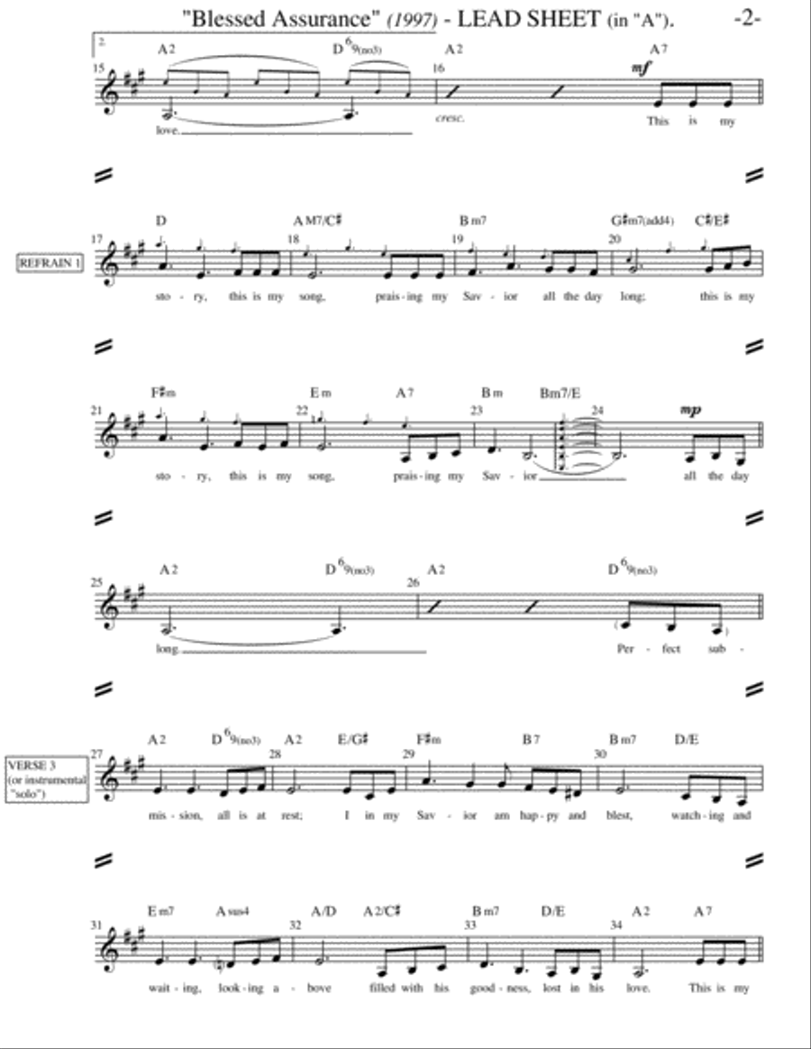 Blessed Assurance (Lead Sheet) Guitar Ensemble scores gallery preview page 2