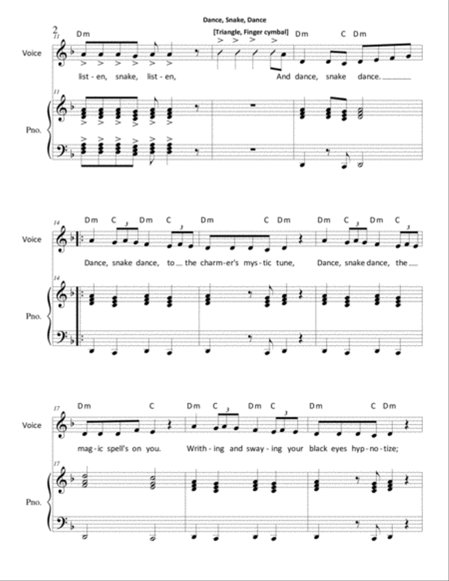 Dance, Snake, Dance Unison Choir scores gallery preview page 2