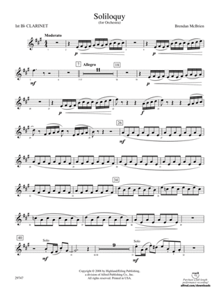Soliloquy for Orchestra: 1st B-flat Clarinet