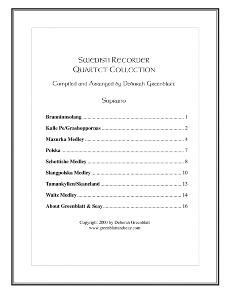 Swedish Recorder Quartet Collection - Parts
