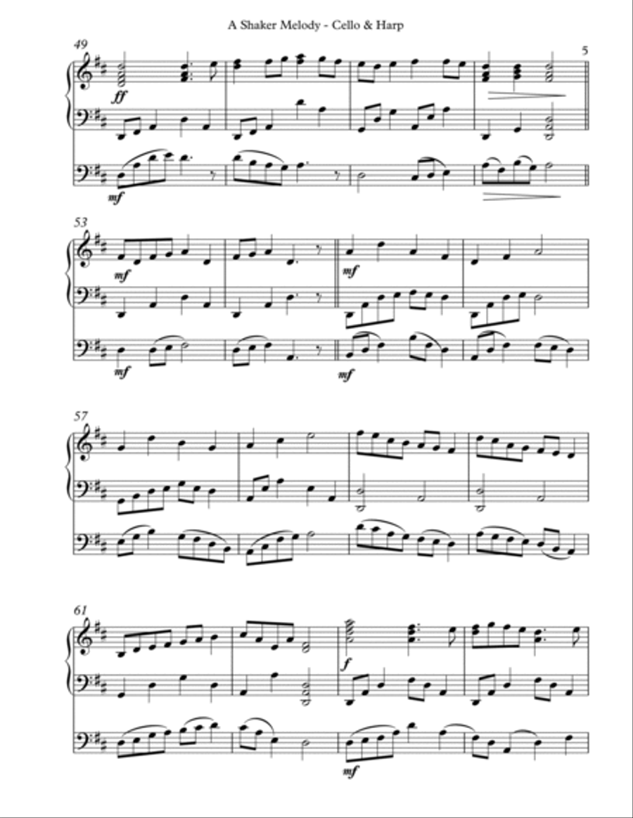 A Shaker Melody, Duet for Cello & Harp String Duet scores gallery preview page 5