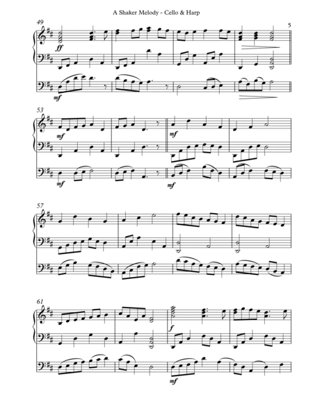 A Shaker Melody, Duet for Cello & Harp String Duet - Digital Sheet Music