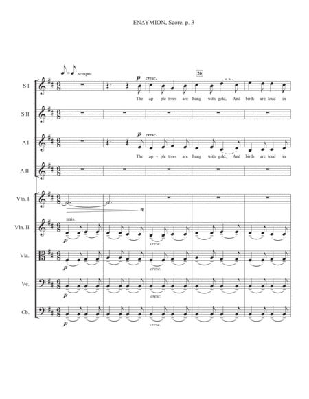 Endymion - SSAA with string orchestra - full score and parts image number null