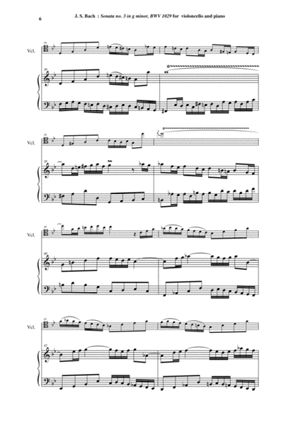 J. S. Bach: "Viola da Gamba" Sonata no. 3 in G minor, BWV 1029, for violoncello and piano