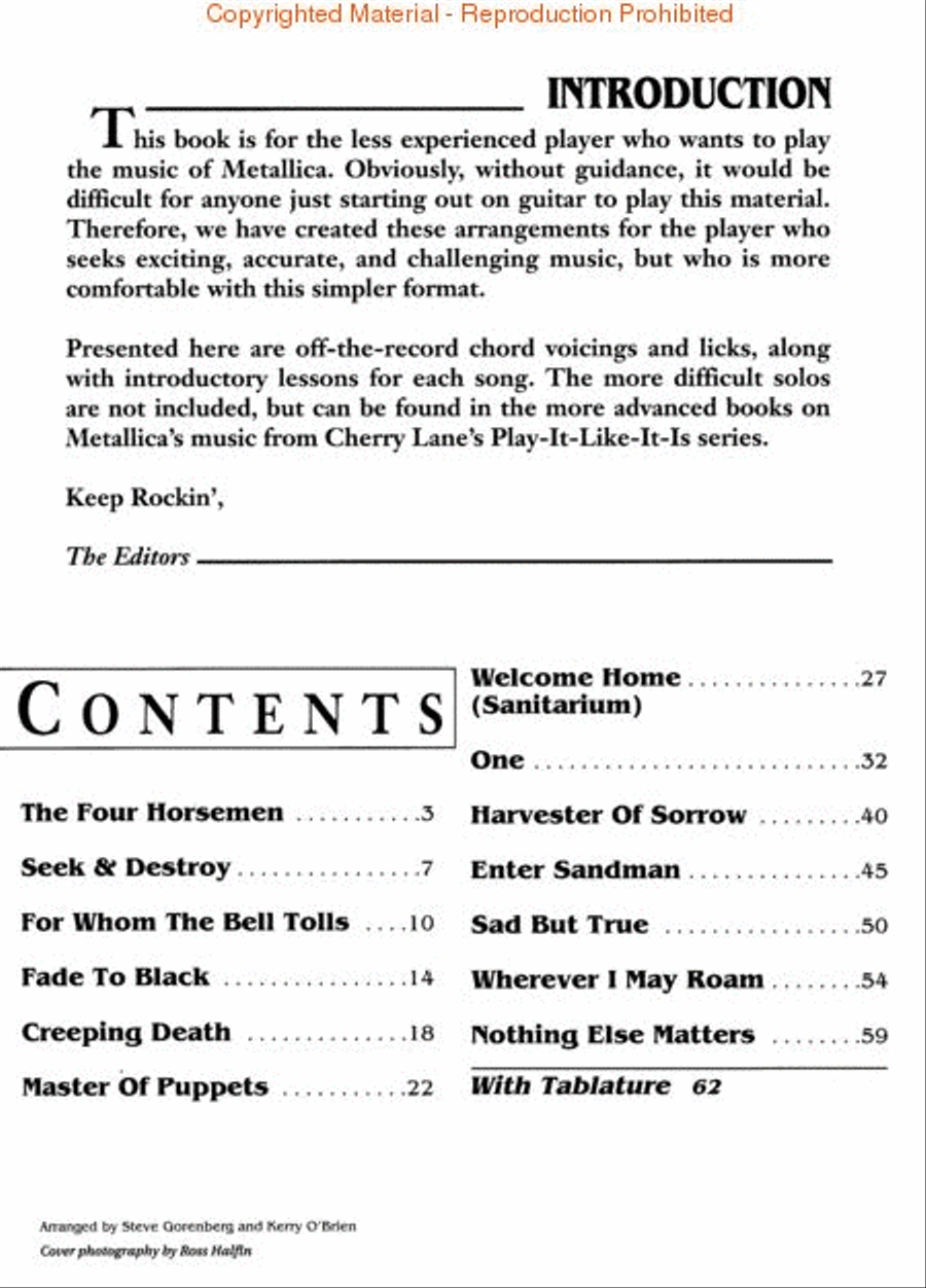 Metallica for Easy Guitar with Lessons, Vol. 1 Electric Guitar scores gallery preview page 2