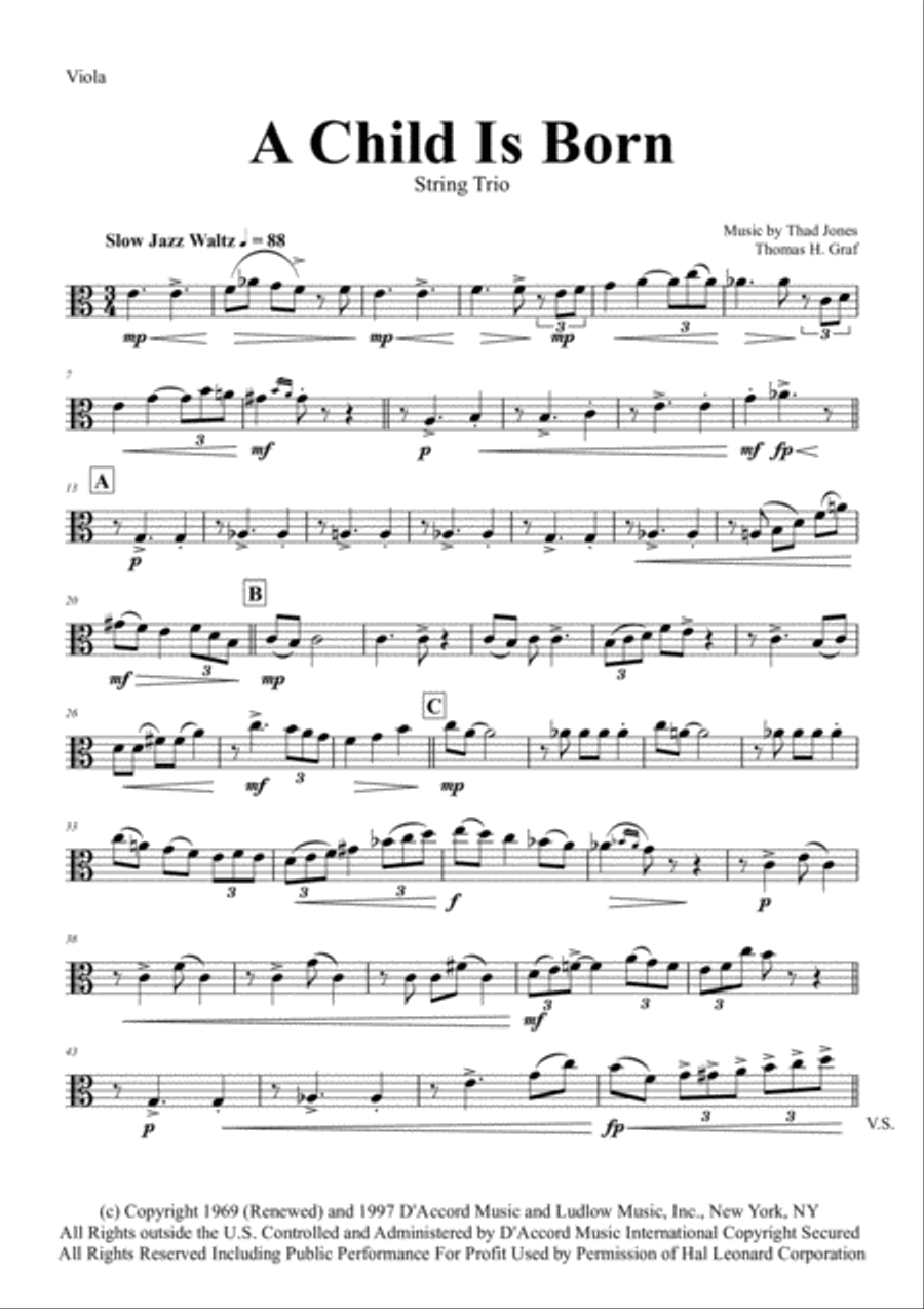 A Child Is Born String Trio scores gallery preview page 6