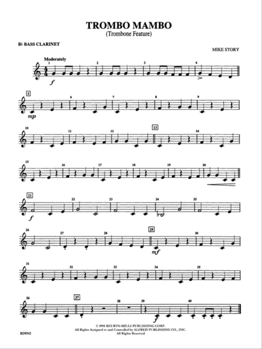 Trombo Mambo (Trombone Feature): B-flat Bass Clarinet Concert Band scores gallery preview page 1