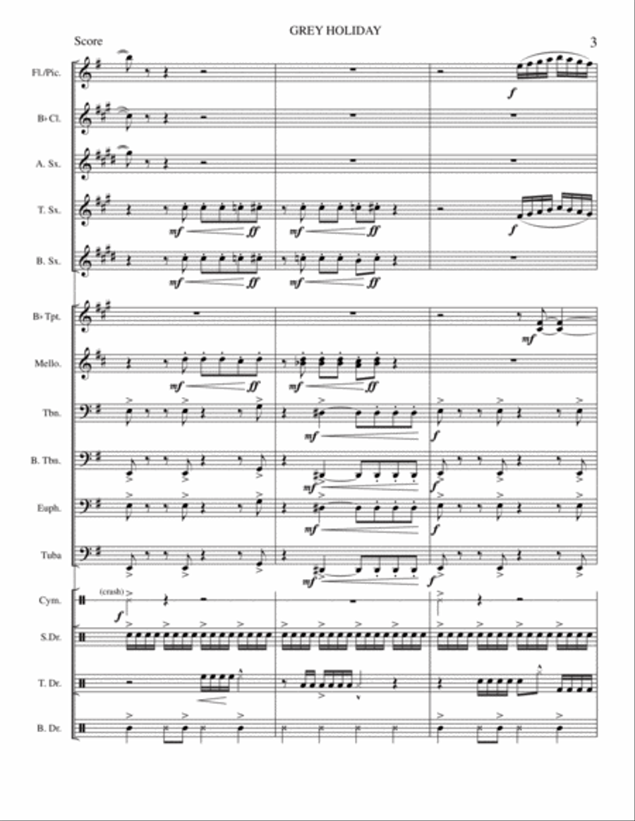 Grey Holiday: Stand Tune for Marching Band Marching Band scores gallery preview page 3