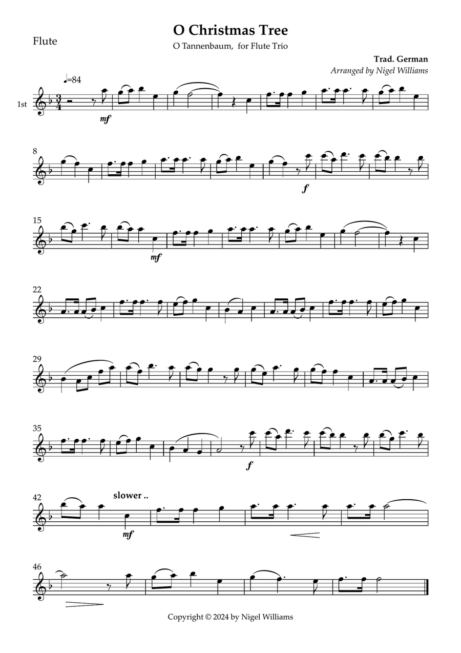 O Christmas Tree (O Tannenbaum) Flute Trio scores gallery preview page 1