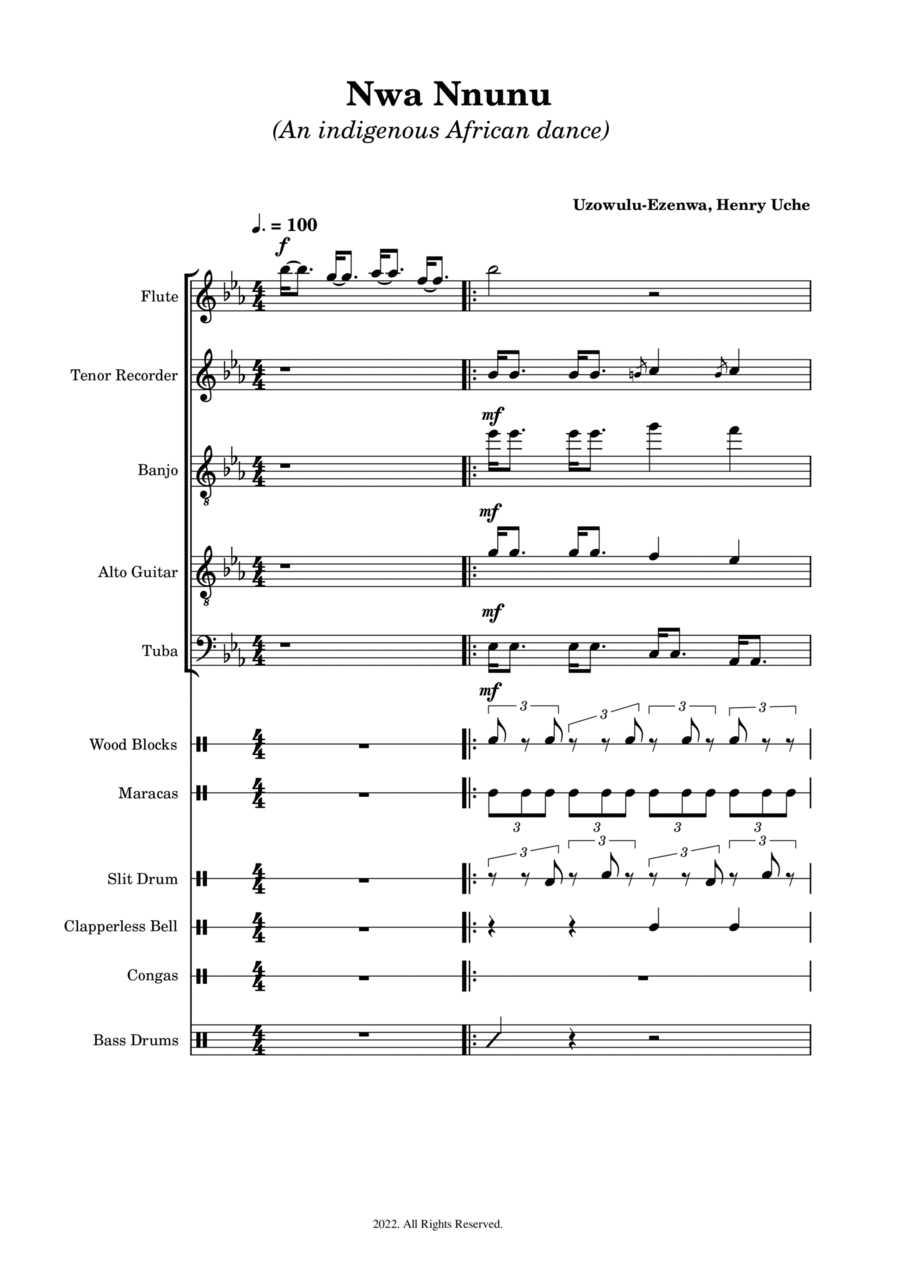 Nwa Nnunu (African Dance) Full Orchestra scores gallery preview page 1