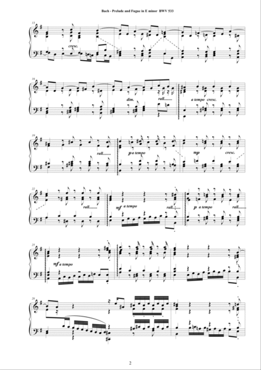 Bach - Prelude and Fugue in E minor BWV 533 for Piano Piano Solo scores gallery preview page 2
