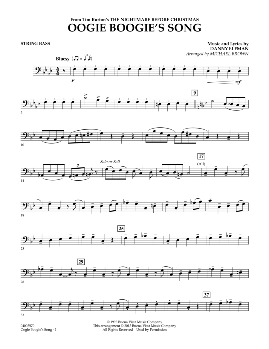 Oogie Boogie's Song (from The Nightmare Before Christmas) - String Bass Concert Band scores gallery preview page 1