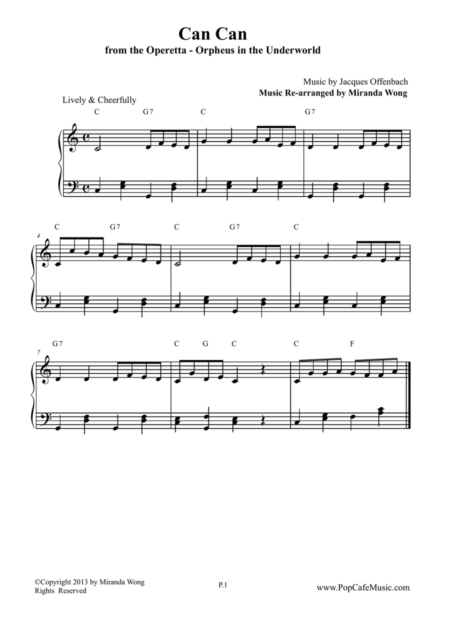 Can Can (from Orpheus In The Underworld) in C Key - Classical Piano Solo 4-Part scores gallery preview page 1