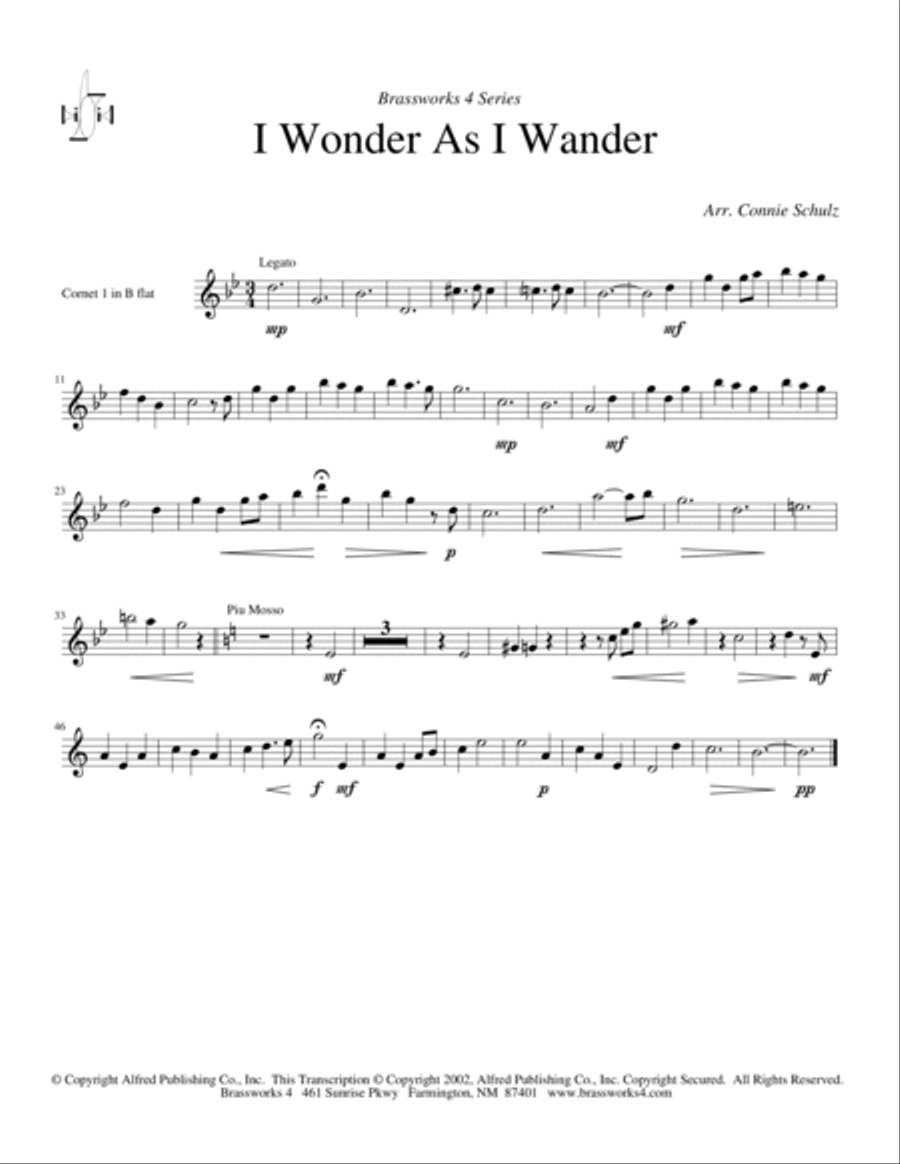 I Wonder as I Wander Brass Quartet scores gallery preview page 4