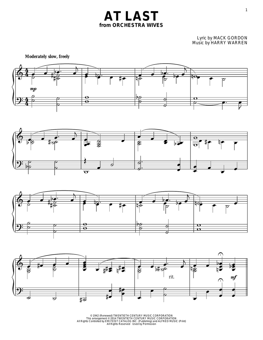 At Last Piano Solo scores gallery preview page 1