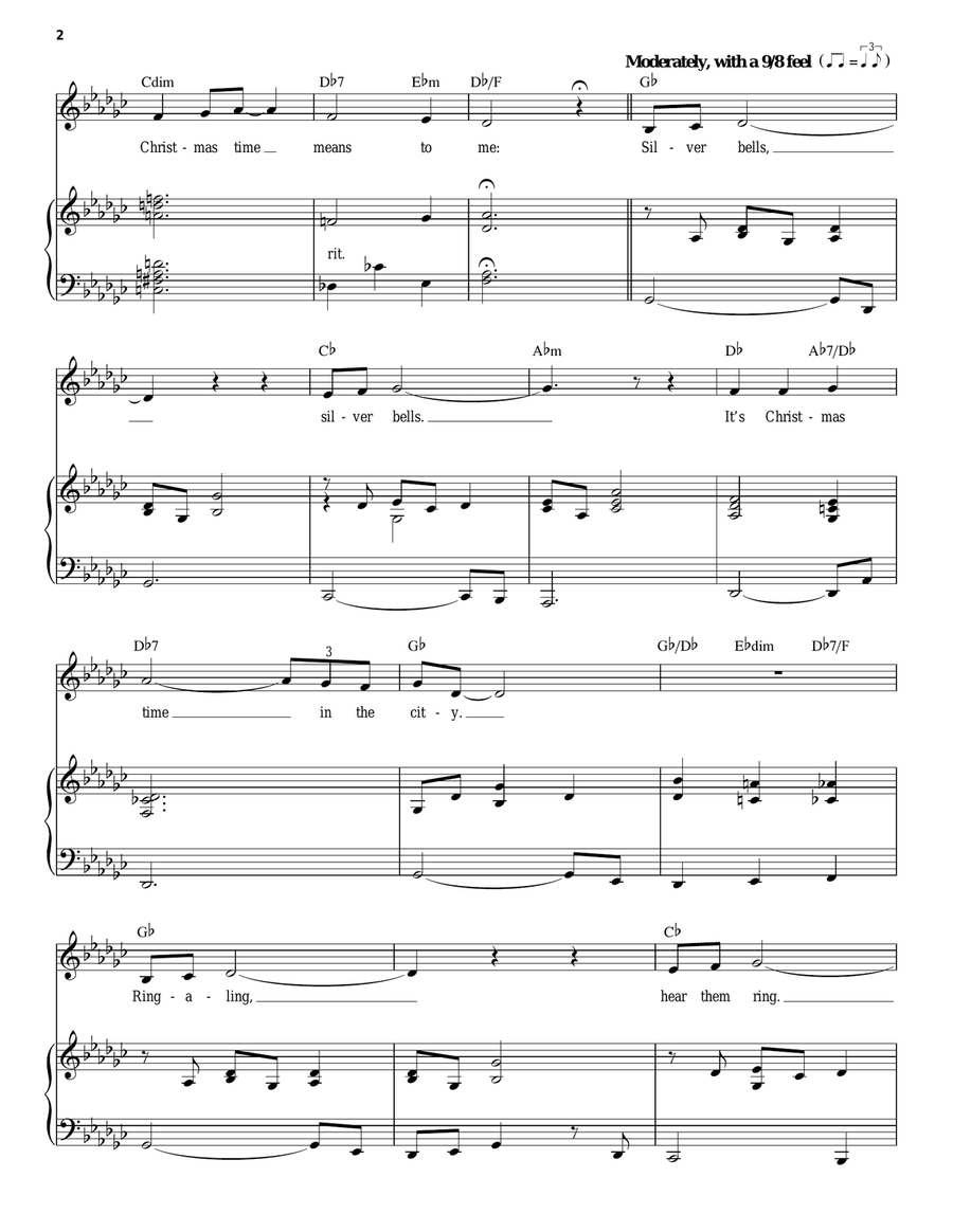 Silver Bells Silver Bells Piano, Vocal scores gallery preview page 2
