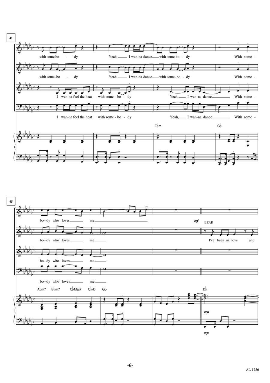 I Wanna Dance With Somebody 4-Part scores gallery preview page 6