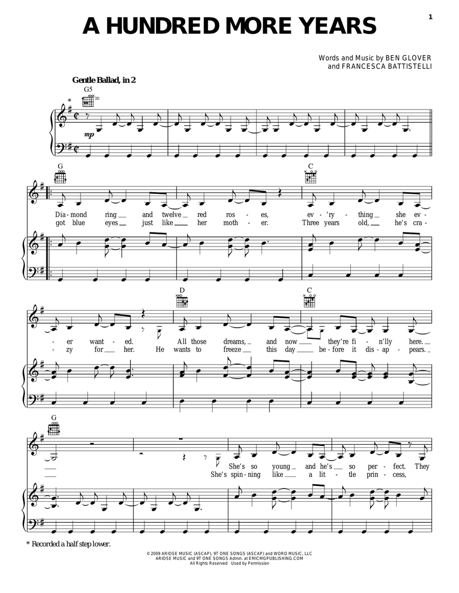A Hundred More Years Acoustic Guitar scores gallery preview page 1