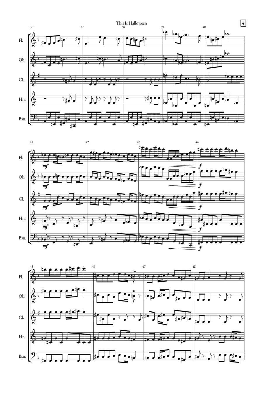 This Is Halloween Woodwind Quintet scores gallery preview page 4