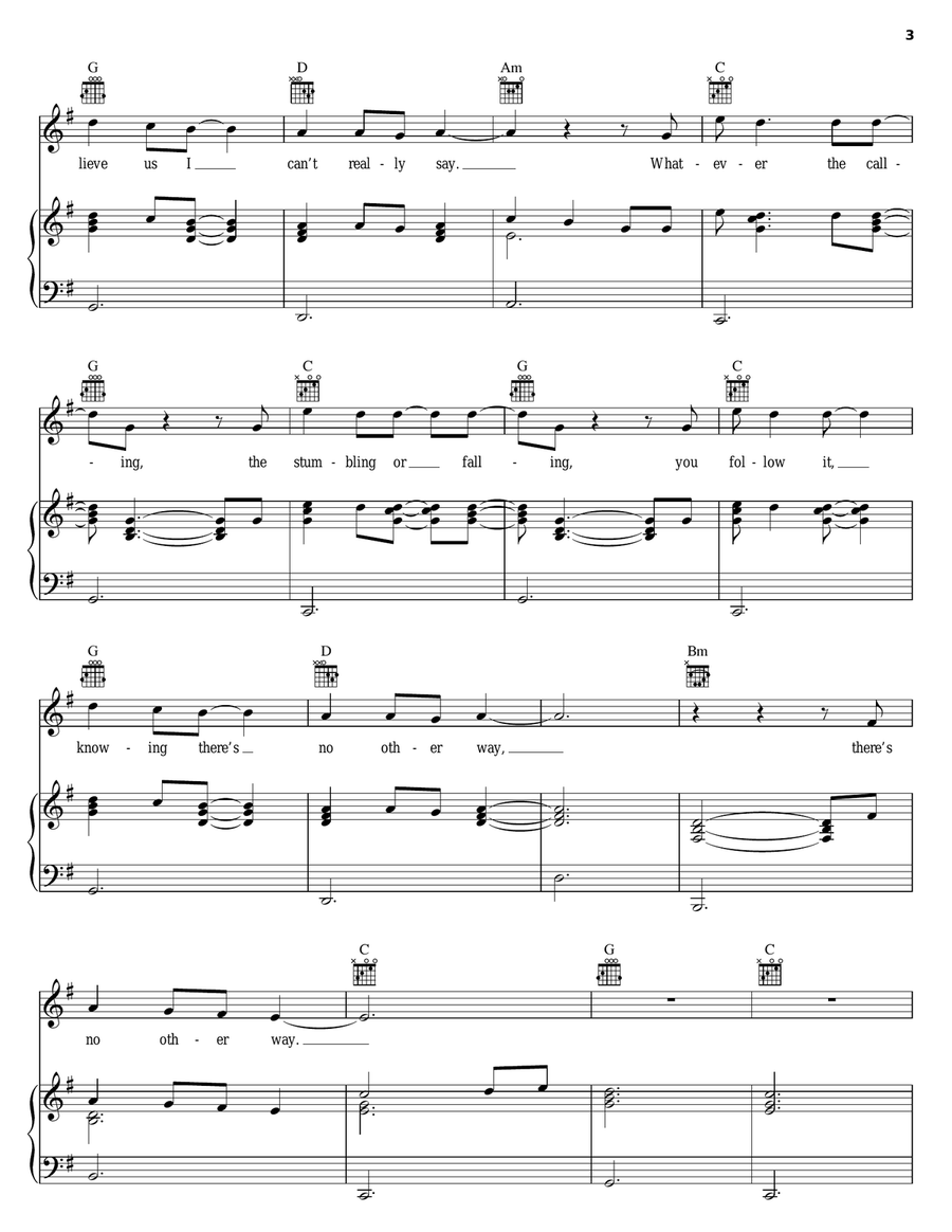 The Calling Piano, Vocal, Guitar scores gallery preview page 3