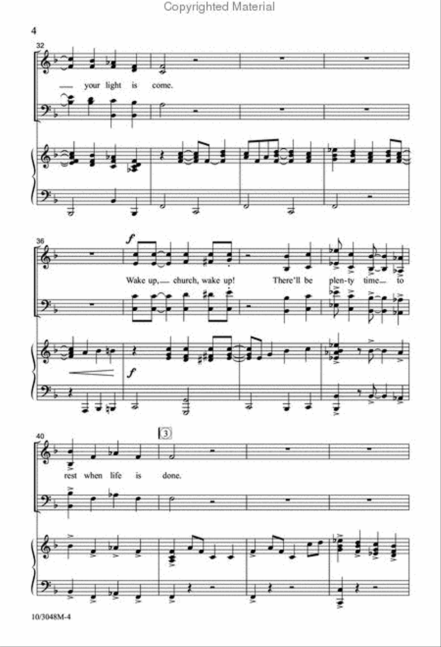 Wake Up, Church, Wake Up! 4-Part scores gallery preview page 5