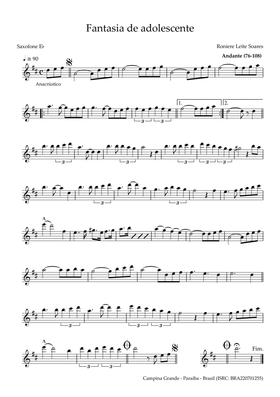 Fantasia de Adolescente Alto Saxophone scores gallery preview page 1