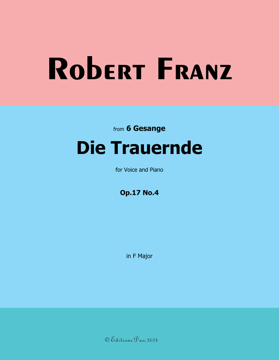 Die Trauernde, by Robert Franz, in F Major Voice scores gallery preview page 1