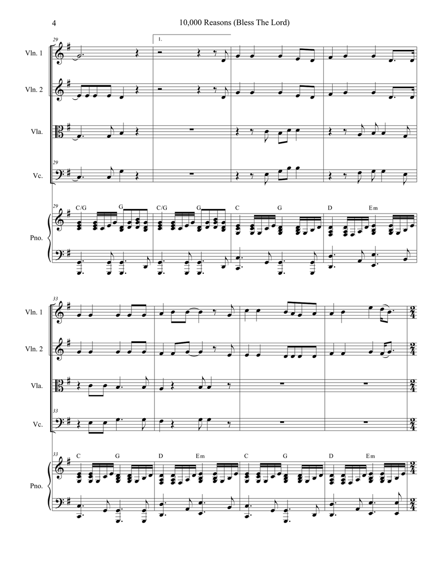 10,000 Reasons (Bless The Lord) String Quartet scores gallery preview page 4