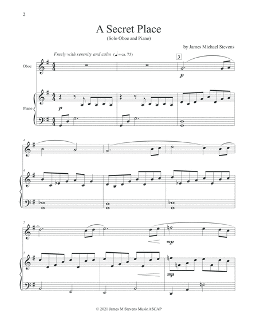 A Secret Place - Oboe & Piano Piano scores gallery preview page 2
