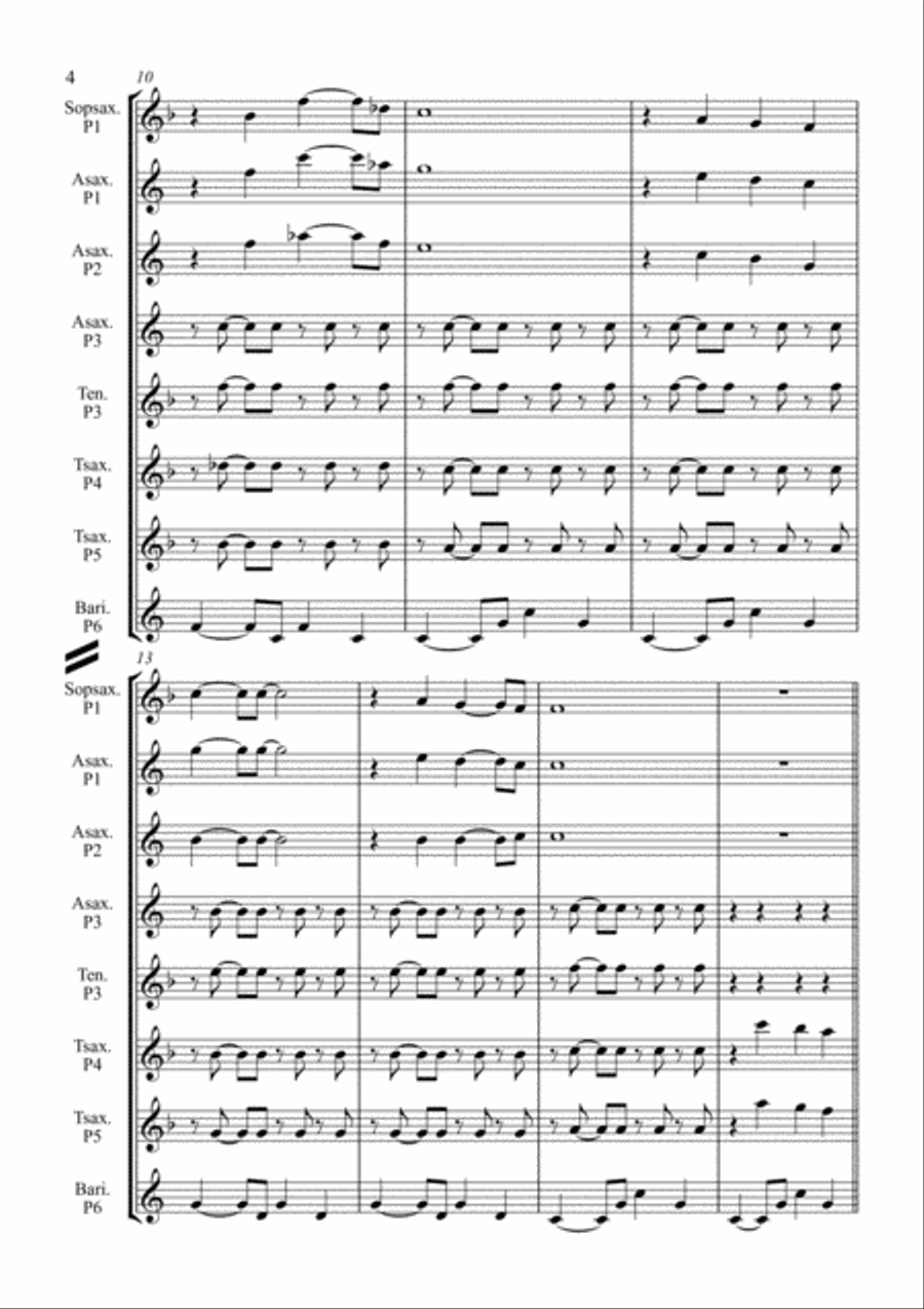 Oh Sole Mio for 5 or 6 Saxophones Saxophonquintet, Saxophonsextet Woodwind Quintet scores gallery preview page 4