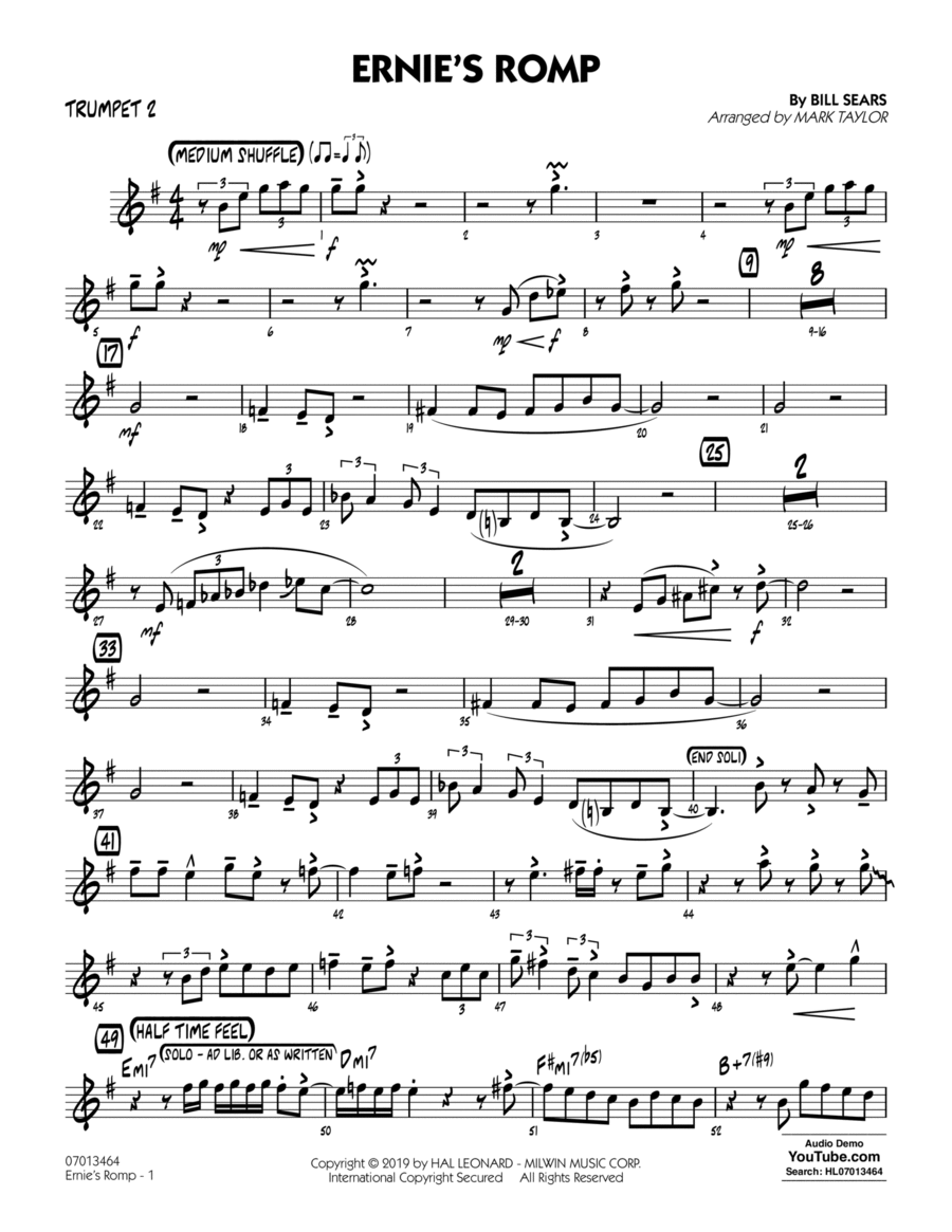 Ernie's Romp (arr. Mark Taylor) - Trumpet 2