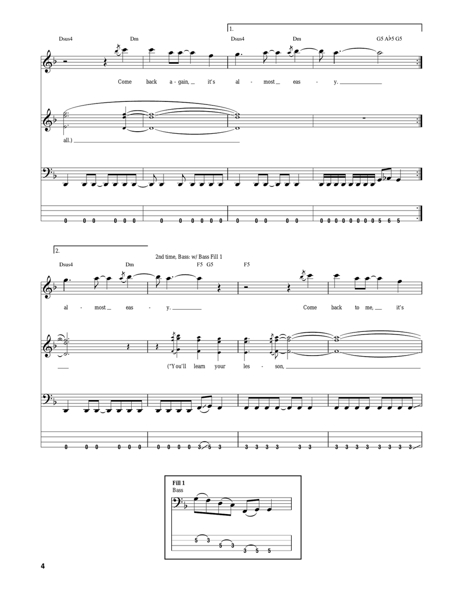 Almost Easy Almost Easy Bass Guitar Tablature scores gallery preview page 4