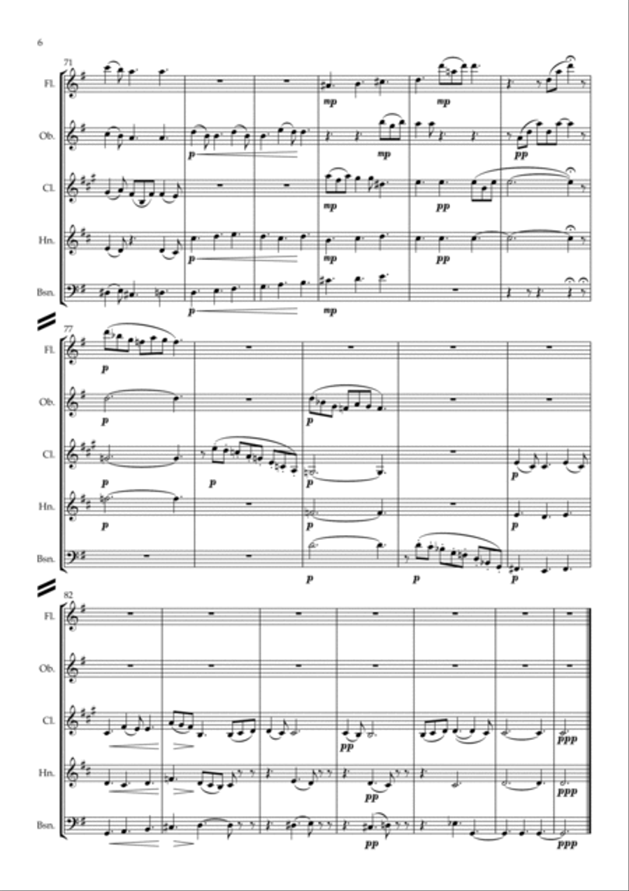 Tchaikovsky: The Seasons Op.37a No.5 May (Starlit Night) - wind quintet Woodwind Quintet scores gallery preview page 6