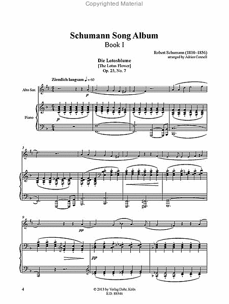 Schumann Song Album I (für Alt-Saxophon und Klavier)