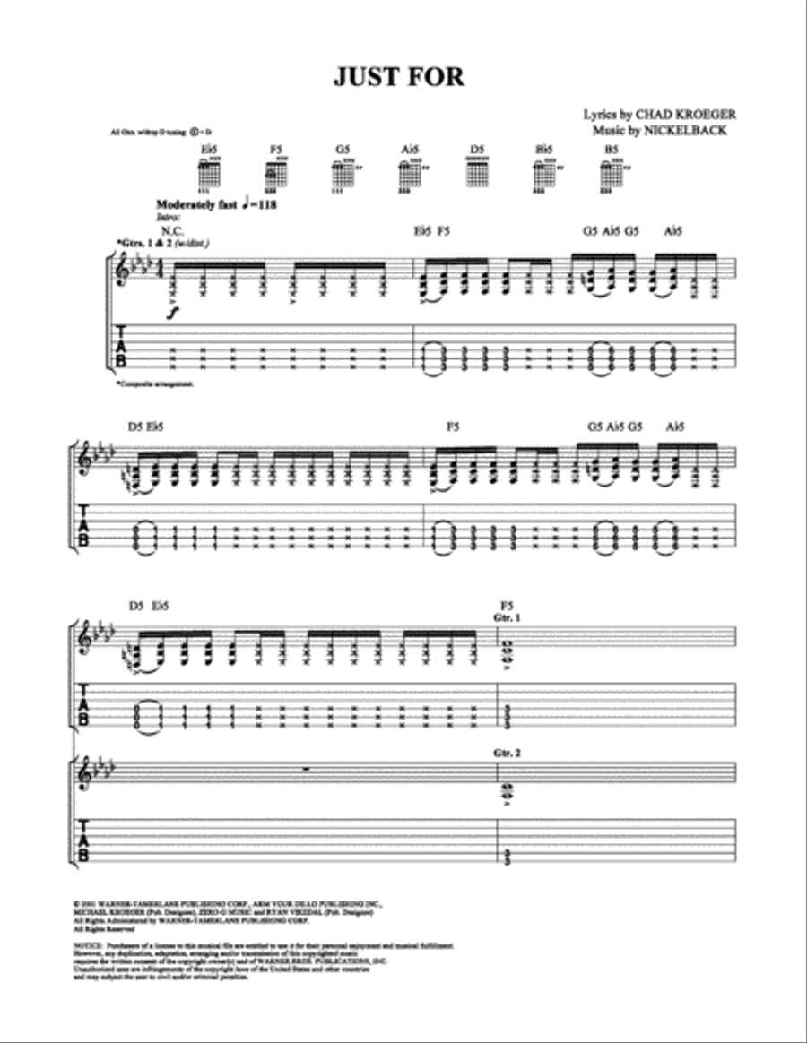 Just For Just For Electric Guitar scores gallery preview page 1