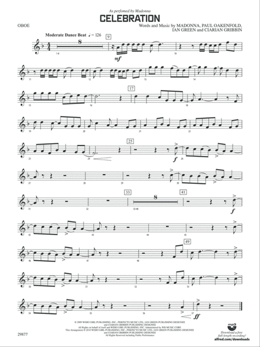 Celebration: Oboe Concert Band scores gallery preview page 1