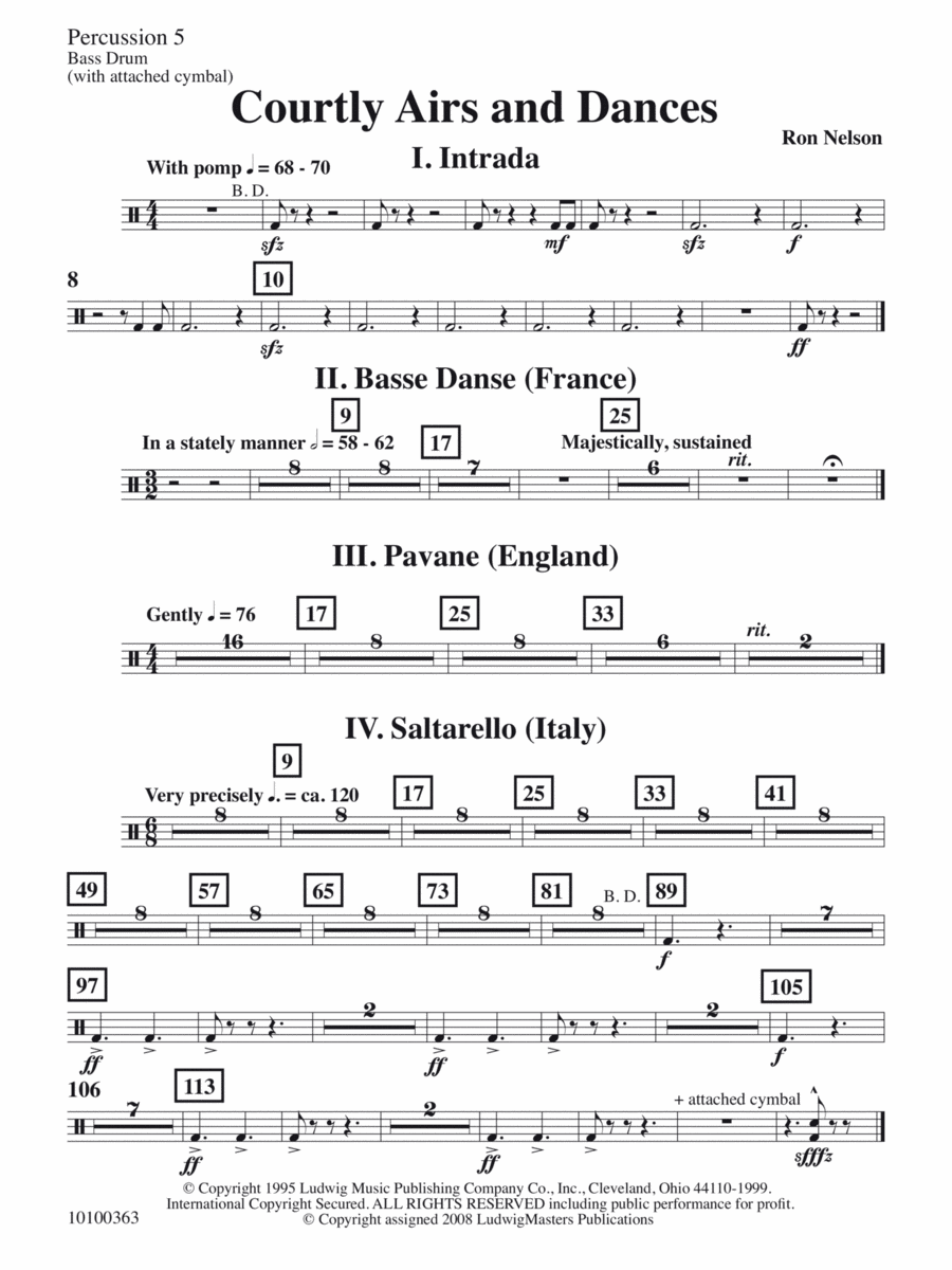 Courtly Airs and Dances - Percussion 5 Concert Band scores gallery preview page 1