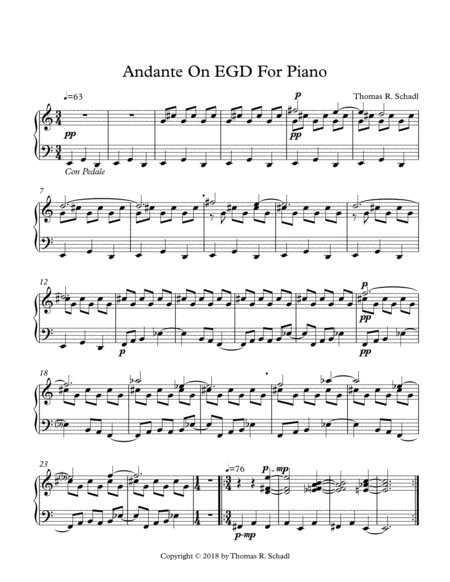 Andante on EGD For Piano