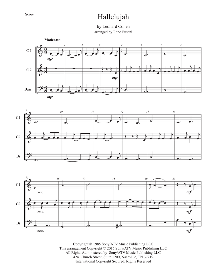 Hallelujah Small Ensemble scores gallery preview page 1
