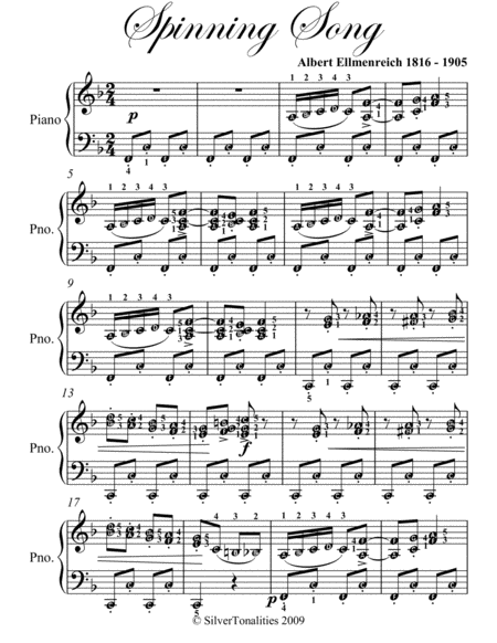Spinning Song Elementary Piano Sheet Music