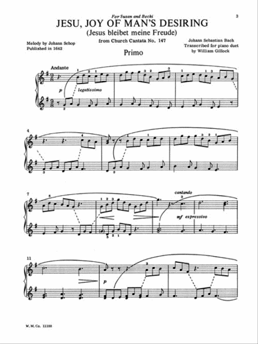 Jesu, Joy of Man's Desiring, BWV 147 1 Piano, 4-Hands scores gallery preview page 3