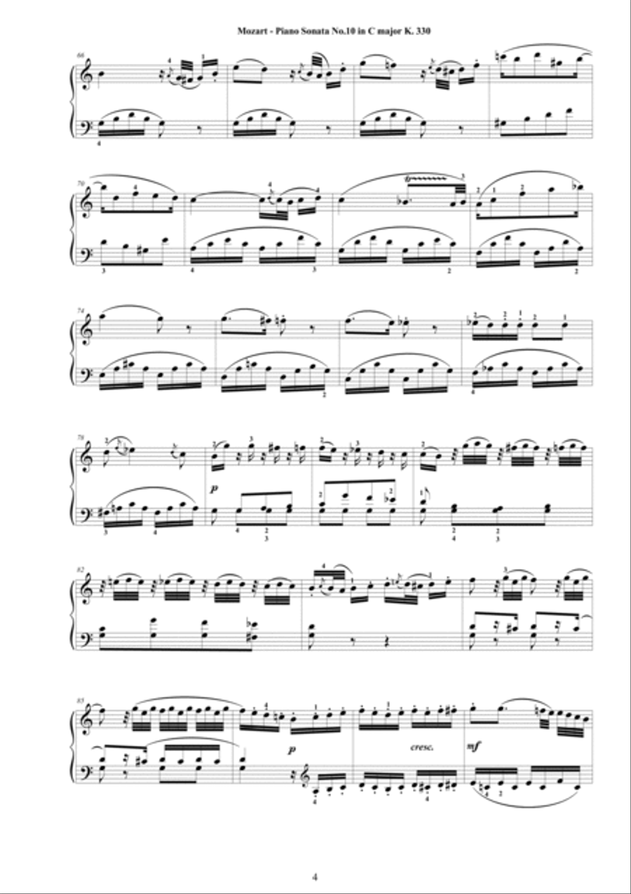 Mozart - Piano Sonata No.10 in C major K 330 - Complete score Piano Solo scores gallery preview page 4