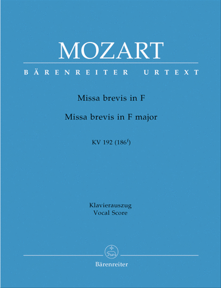 Missa brevis F major, KV 192 (186f) 4-Part scores gallery preview page 1