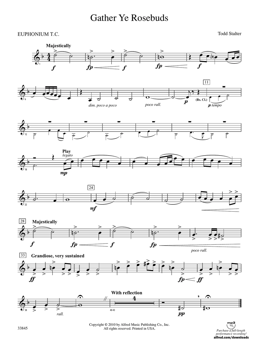 Gather Ye Rosebuds: (World Part) Baritone T.C.
