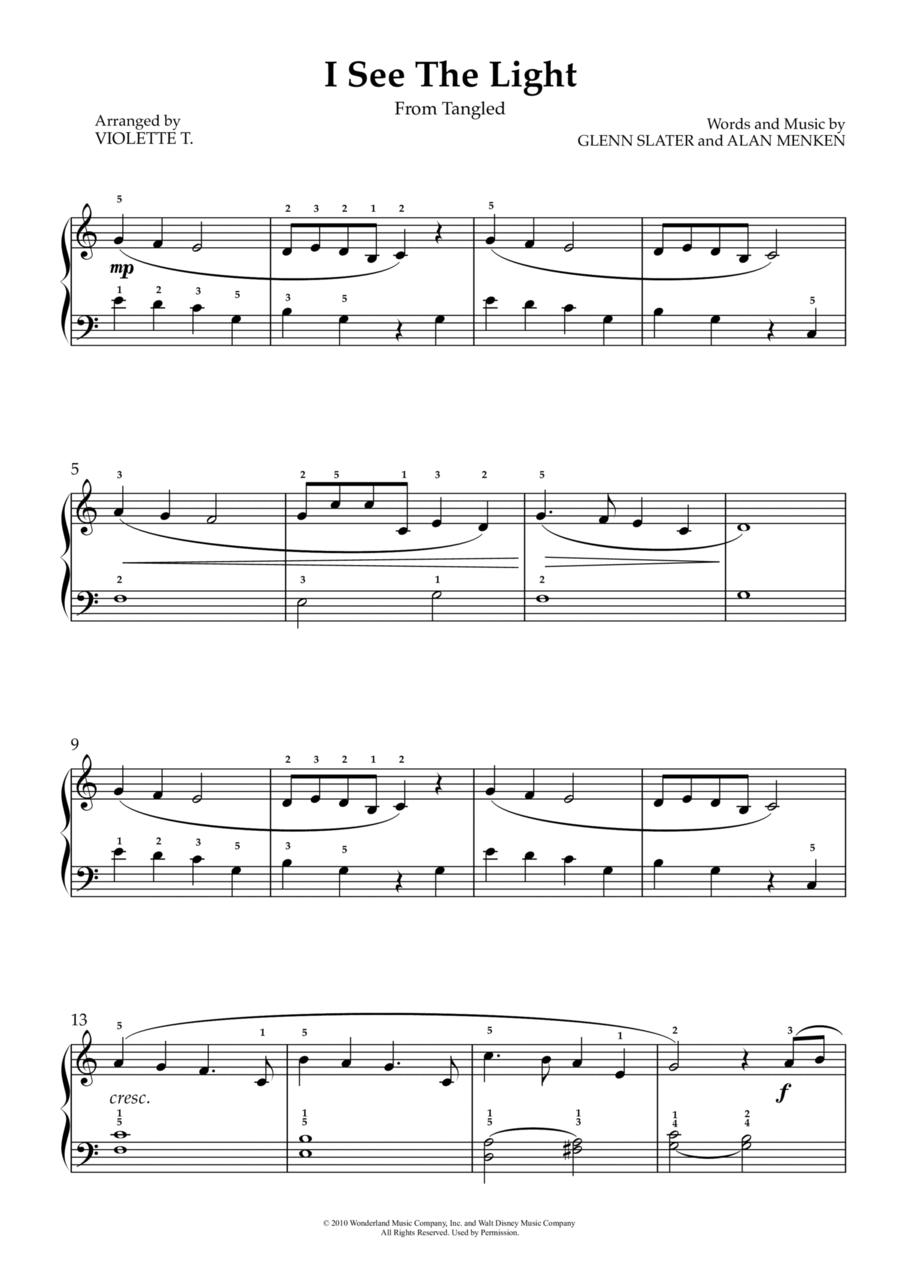 I See The Light I See The Light Easy Piano scores gallery preview page 1